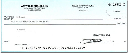 Clickbank cheque  JavaidKiyani.com 7 May 2010